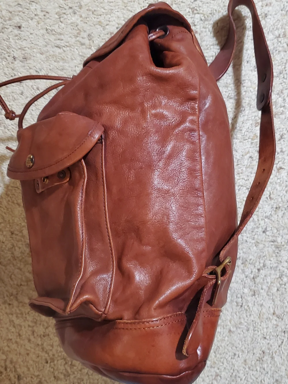 Ralph Lauren Double RL Brown Leather Backpack